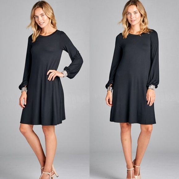 Elegant black dress with bracelet sleeves - Picture 4 of 8